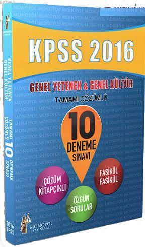 2016 KPSS Genel Yetenek Genel Kültür Tamamı Çözümlü 10 Deneme Sınavı K