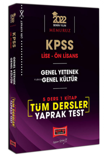 2022 KPSS Lise Ön Lisans GY GK 5 Ders 1 Kitap Tüm Dersler Yaprak Test 