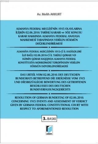 Almanya Federal Meclisi'nin 1915 Olaylarına İlişkin 02. 06. 2016 Tarih
