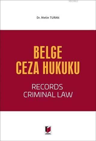 Belge Ceza Hukuku Derya Metin Turan