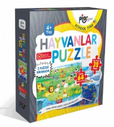 Hayvanlar 64 Parça Puzzle Seti (4+Yaş) Kolektif