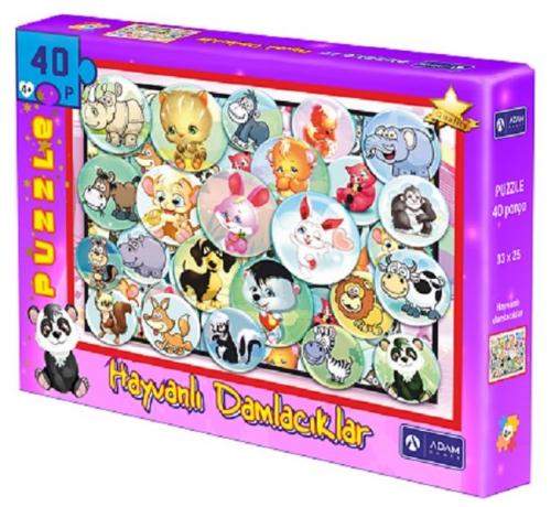 Hayvanlı Damlacıklar 40 Parça Puzzle (33x25)