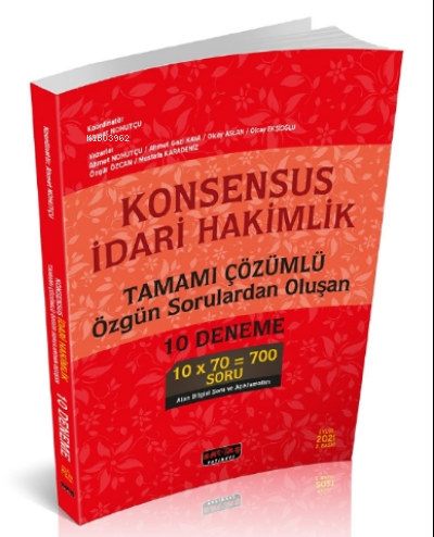 Konsesus İdari Hakimlik Tamamı Çözümlü 10 Deneme Ahmet Nohutçu