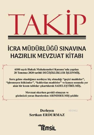 Takip İcra Müdürlüğü Sınava Hazırlık Mevzuat Kitabı Sertkan Erdurmaz